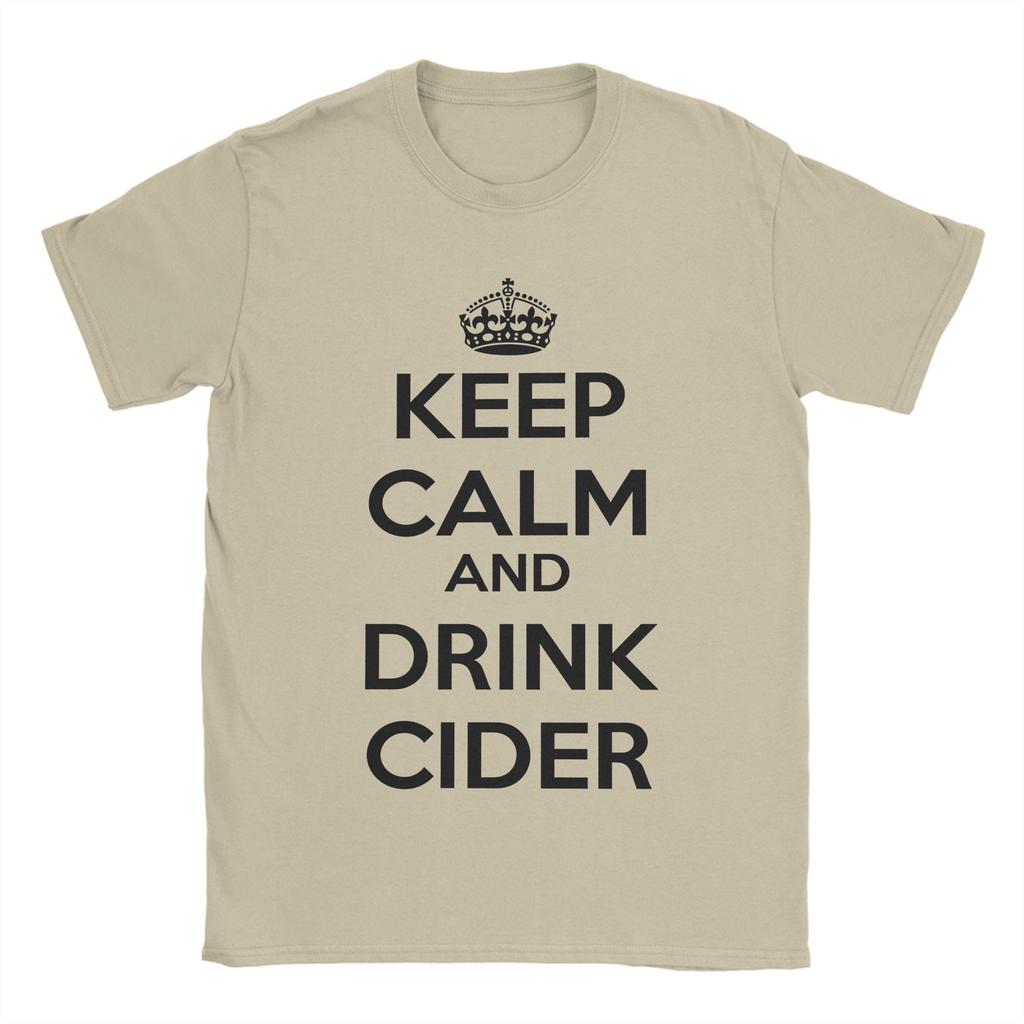 Vintage Keep Calm And Drink Cider TShirt Unisex Crew Neck Pure Cotton T Shirts Short Sleeve Tees Gift Idea Clothes