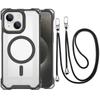 Ударопрочный чехол-ремень для iPhone 16 15 13 12 17 14 Pro Max Plus 16E Магнитный шнурок-ремешок через плечо Прозрачная задняя крышка