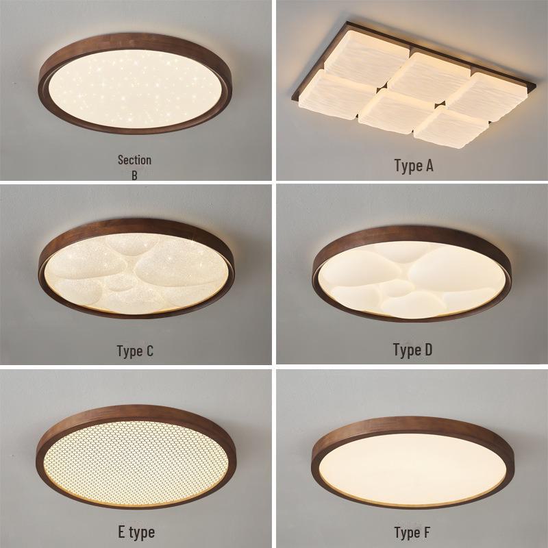 Современный средневековый потолочный светильник из цельного дерева: Черный орех для гостиной, столовой, спальни или кабинета