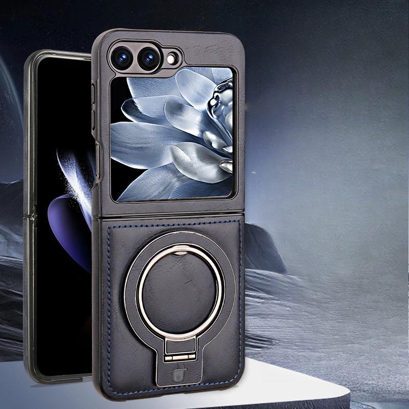 Складной магнитный держатель на присоске Подходит для чехла для мобильного телефона Samsung ZFlip5 Бизнес Zflip6 Ударопрочный Полностью закрывающий 3/4 поколение 5 Кожаный чехол