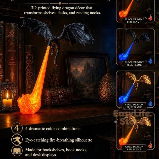 3D Книжная полка-Уголок с Огнедышащим Драконом Полка-Светильник Декор Книжной Полки Дизайн Летающего Дракона Подарок Книголюбу Хэллоуин Полка-Дисплей