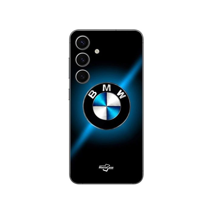 Coque de téléphone - MANIACASE - Samsung Galaxy S24 - Logo BMW - Noir et bleu brillant - Souple
