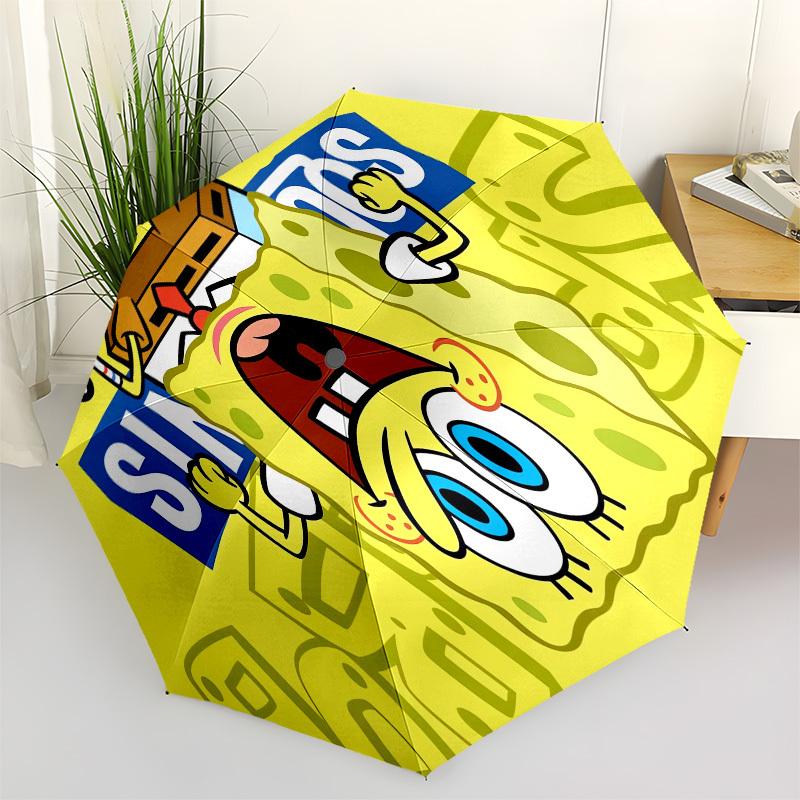 1pc SpongeBob SquarePants Umbrella with Plastic Handle,Compact & Stylish,Cartoon Pattern,Outdoor UmbrellaPT383