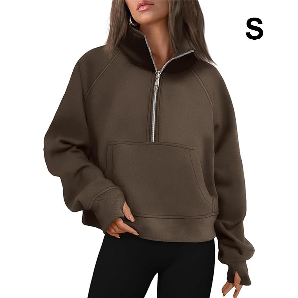 Женские толстовки на молнии, укороченный пуловер, флисовые толстовки на молнии на четверть, осенняя одежда, одежда с отверстием для большого пальца