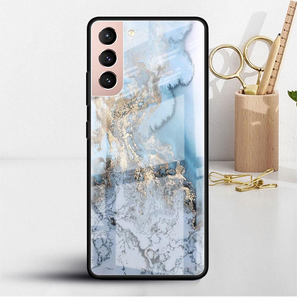 Мраморный стеклянный чехол для Samsung Galaxy S22 S20 FE S21 Plus Phone Cover S10 5G S9 Note 20 Ultra 10 Lite Shell