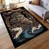 Viking Warrior Design Carpet with Ocean Waves and Nordic Style Pattern Suitable for use as an anti-slip for living room bedroom sofas