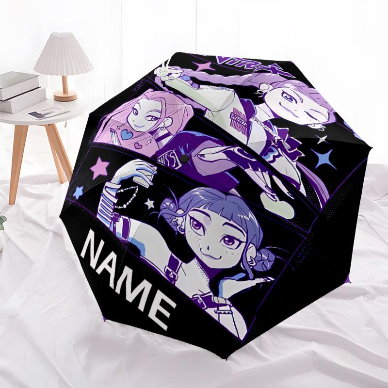 Personalized Name K-KPop Demon Hunters Print Umbrella - Automatic Open/Close, Eight-Rib Durable Frame, Automatic Folding Umbrella