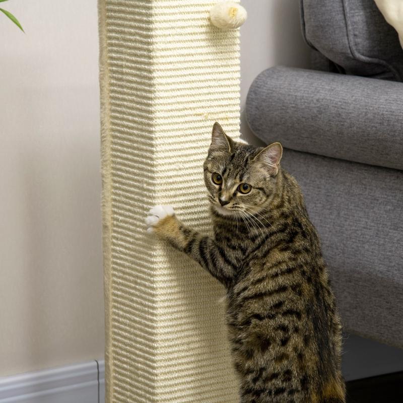Cat tree including toys, 38 cm x 38 cm x 80 cm, beige + natural