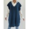 A Lady's Long Waistcoat, Deep V Loose Casual Sweater, Vest Dress