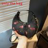 Shoulder Fashion Crossbody Bag With Cherry Print And Chain Design For Daily