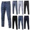 Мужские персонализированные джинсовые потертые трендовые повседневные прямые брюки с микроэластичной резинкой