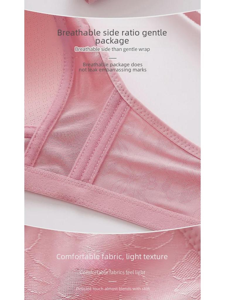 Breast-Lifting No-Wire Jacquard Bra for Middle-Aged & Elderly - Thin Mold Cup, Adjustable & Reducing.