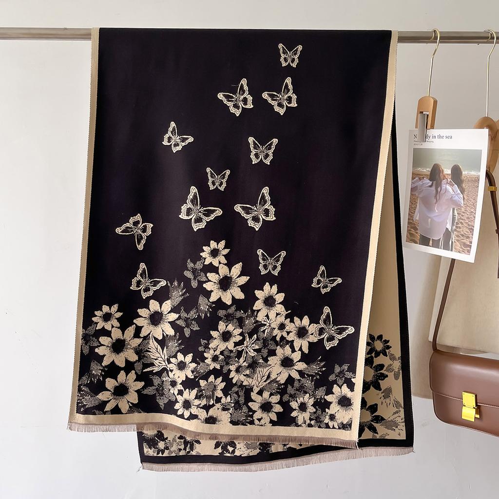 Ретро Винтаж Принт Шарф Кашемир Люксовый Бренд Принт Зимняя Пашмина Сохраняет Тепло Шали и Накидки Одеяло