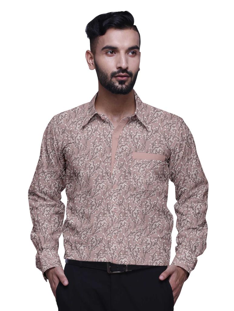 BestMan CottonA  ShirtA  For Men Long Sleeve Printed Spread CollarA  Slim Casual