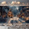2D HD Печать Снежная Рождественская Деревня Гобелен Бохо Домашний Декор