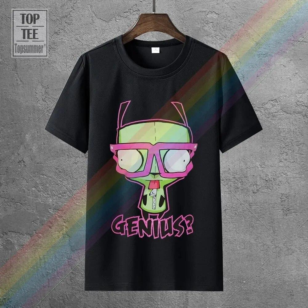 Женская футболка унисекс из 100% хлопка Invader Zim Girl Genius, топы с принтом аниме, футболка большого размера, летняя готическая одежда с графическим рисунком унисекс