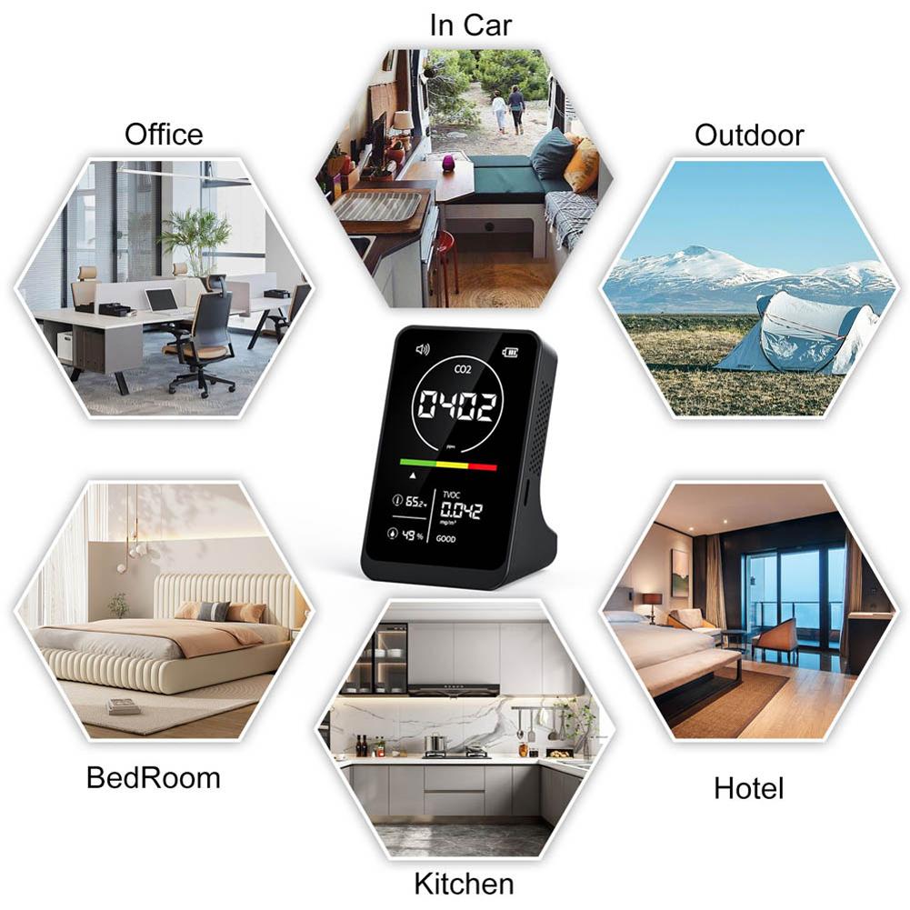 4 в 1 Измеритель качества воздуха Бытовой тестер CO2 TVOC Портативный детектор температуры и влажности Датчик NDIR