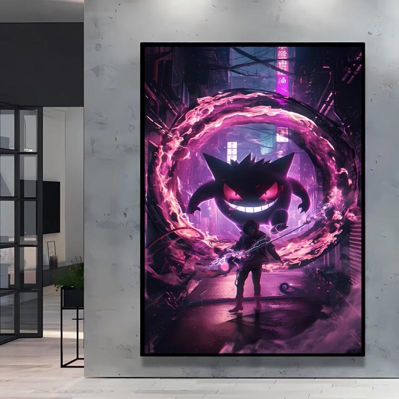 Canvas Artwork Painting Pokemon Gengar Poster Hd Prints Cartoon Character Picture Classic Modern Home Living Room Wall Decor