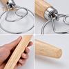 Danish Dough Whisk with Oak Handle Stainless Steel Flour Mixer Eggs Cream Mixing Rods Flour Cake Stirrer Kitchen Baking