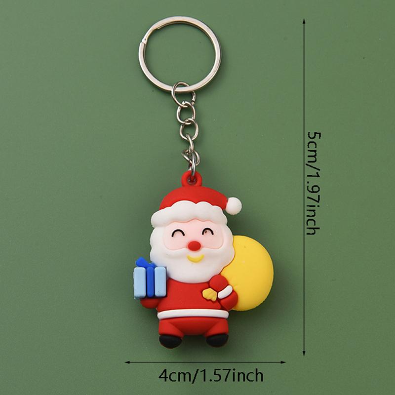 Christmas Series Santa Claus Christmas Tree Key Chains For Backpacks Pendant Cute Elk Doll Key Ring For Kids Friends Gift
