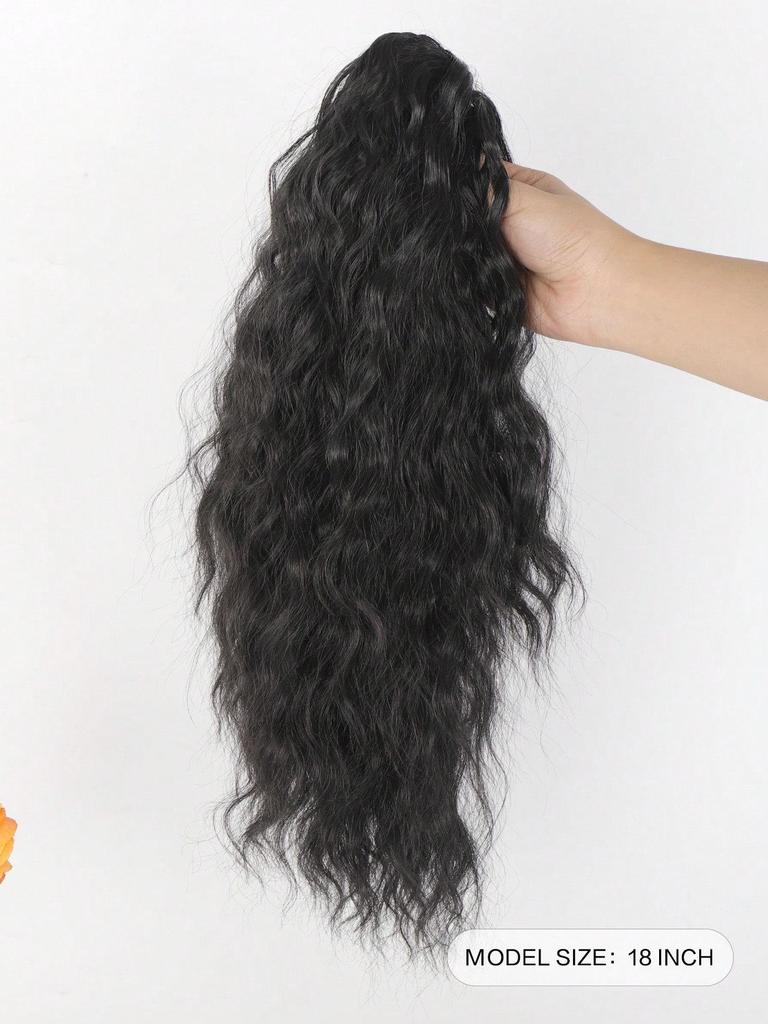 18-дюймовые накладные волосы на клипсах для хвостиков, многослойные волосы, пушистые, густые, волнистые, черные, мягкие, синтетические, для женщин