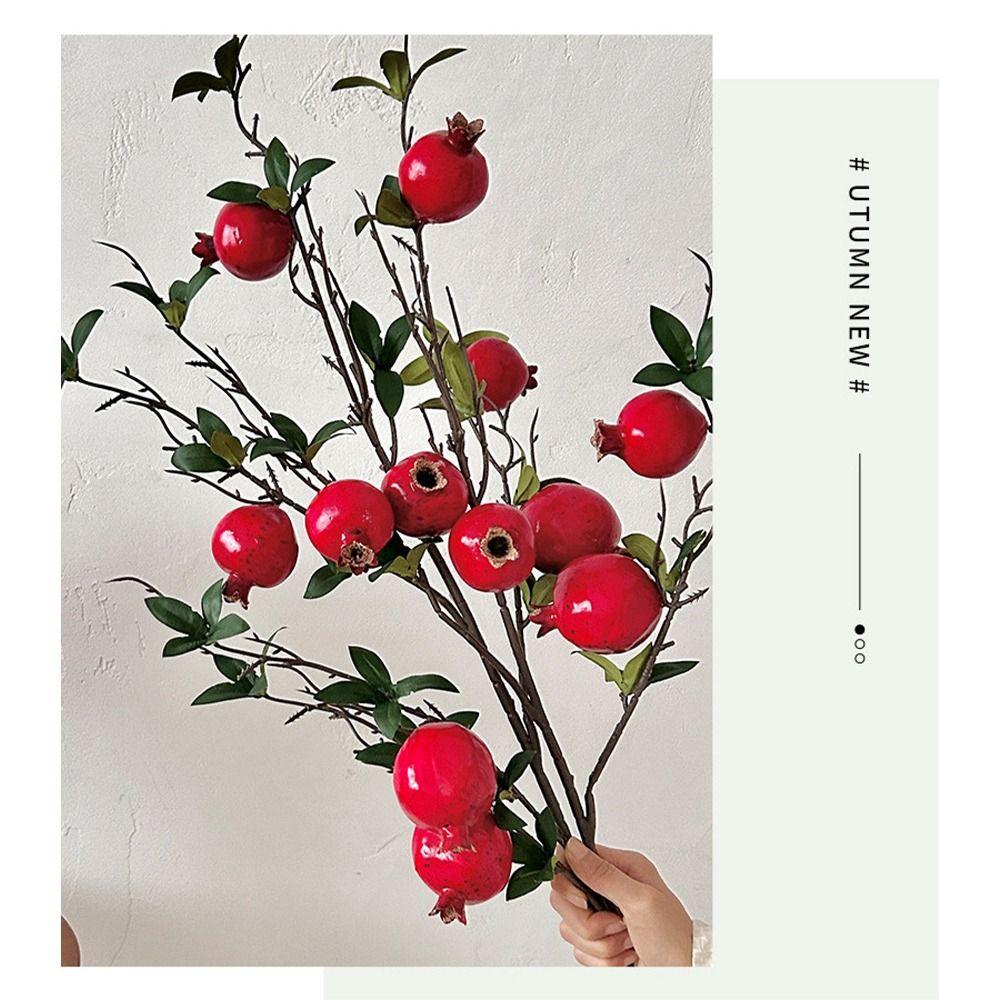 7 Heads Artificial Fruits Flowers Pomegranate Fruit Artificial Plants Garden Decoration
