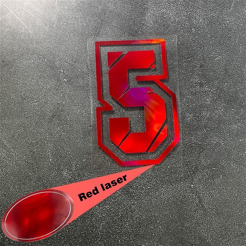 1PC Red Laser Motorcycle Number Stickers Funny for Scooter Front Fairing Racing Helmet Self-adhesive Waterproof Vinyl Decals