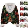 Women's Sweatshirt Long Sleeve Christmas Print Plush Collar V-Neck Pullover Top