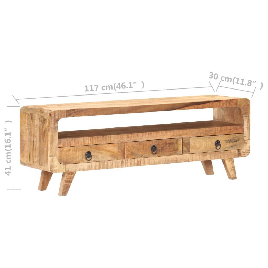 TV Stand 117x30x41 cm Rough Solid Mango Wood