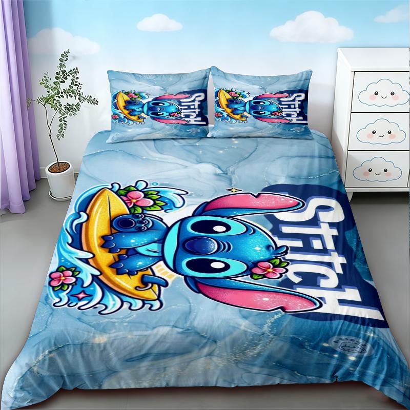 Stitch & Lilo Stitch Duvet Cover Cartoon Quilt Cover Soft and Breathable Bedding Set Twin Size for Bedroom Decor Best Gifts