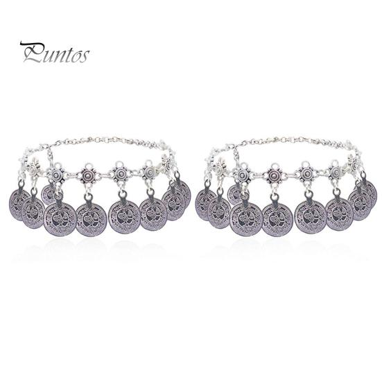 Богемный женский ножной браслет в винтажном этническом стиле с полым узором, круглый металлический шарм, регулируемый гипоаллергенный пляжный браслет для ног, браслет на щиколотке, украшения для ног