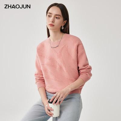 Женский утолщенный свитер Zhaojun из 100% шерсти с круглым вырезом