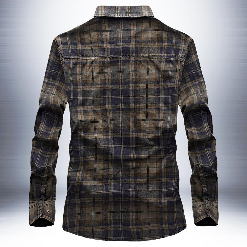 Весенне-осенняя рубашка с длинным рукавом, мужская молодежная клетчатая рубашка, тонкий топ, большой размер, мужская рубашка