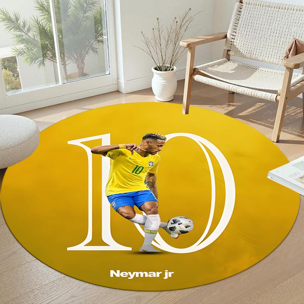 Neymar Round Carpet Suitable for Dining Room Entryway Game Room Balcony Antislip Round Carpet Anime Office Decor Perfect Gift for Friends Family