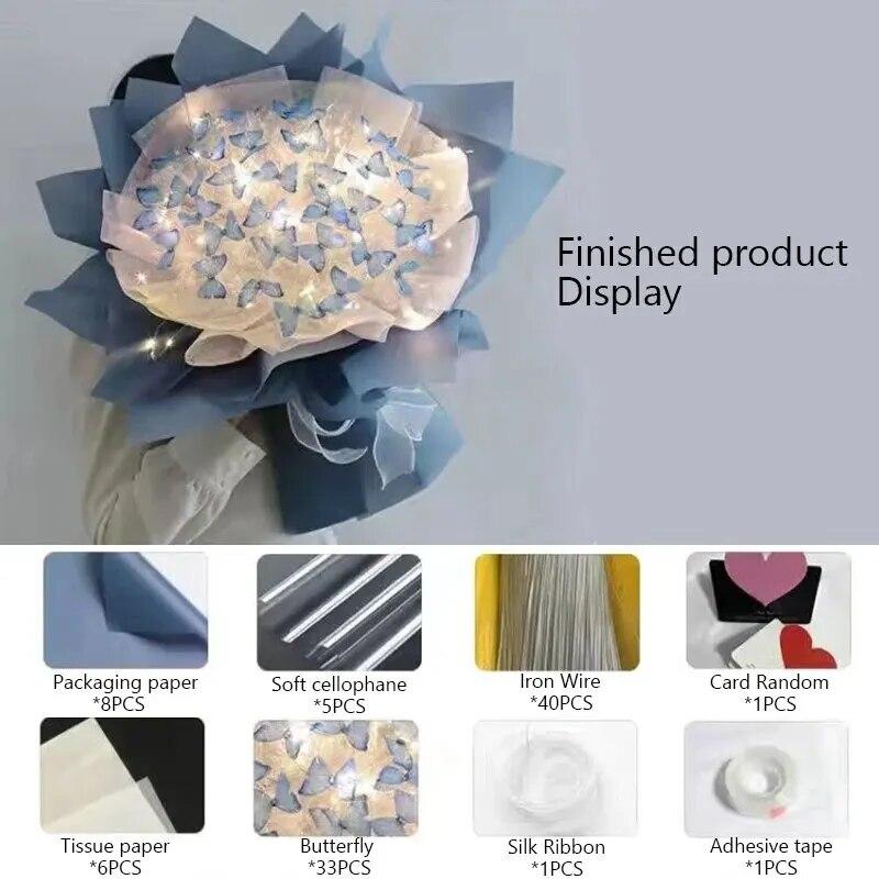 Креативная сумка из материала букета бабочек ручной работы, сделай сам, свадебный декор для невесты, посылка из цветочного материала, романтические подарки на День святого Валентина