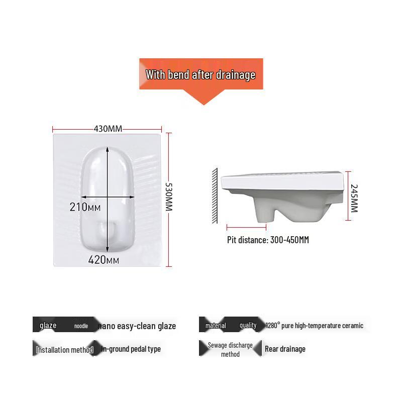 FEEGOO Concealed Ceramic Siphon Squat Toilet