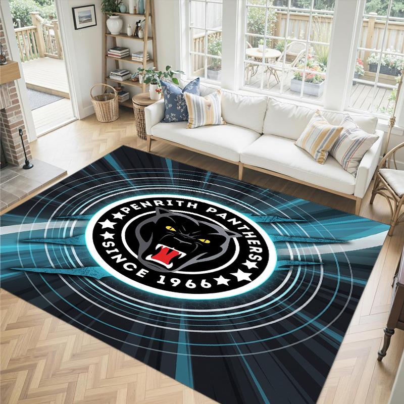 Penrith Panthers Design Crystal Velvet Carpet Cozy Non?Slip Printed Rug For Bedroom Living Room Entrance