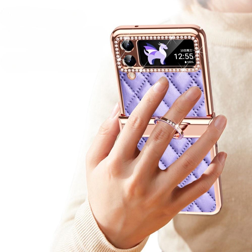 Case for Samsung Galaxy Z Flip 4 5G, Rhombus Grid, Purple