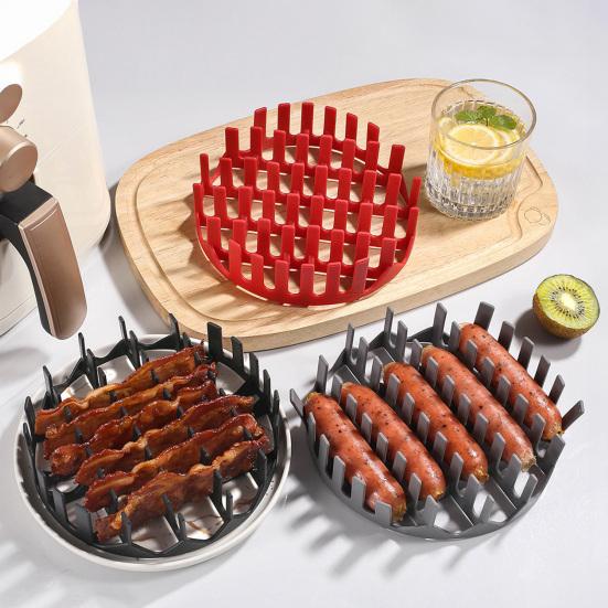 Silicone Air Fryer Liner with Hot Dog Divider Round Cooking Rack Reusable