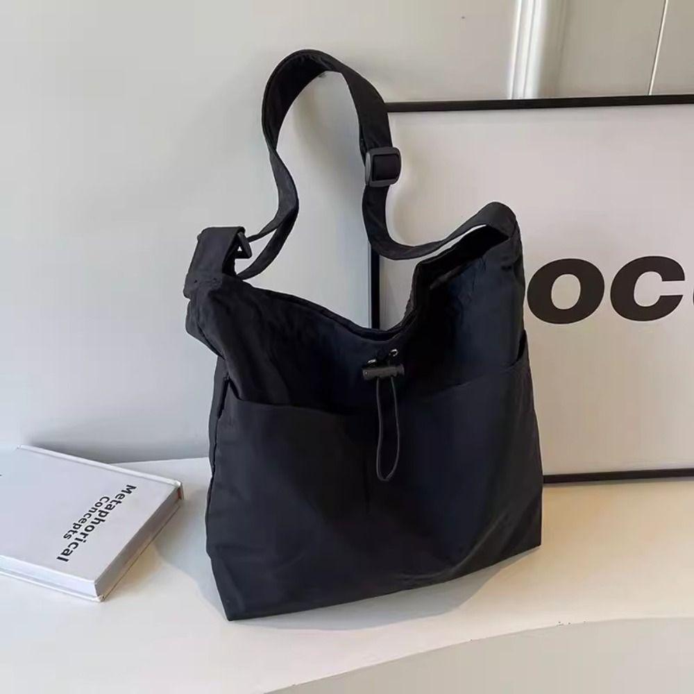 Large Capacity Drawstring Bucket Bag Korean Style Tote Bag Cute Nylon Shoulder Bag Girls