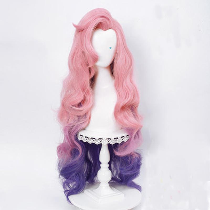 Аниме парик игровой парик Серафина косплей парик KDA косплей вьющиеся розовые фиолетовые парики термостойкие синтетические волосы