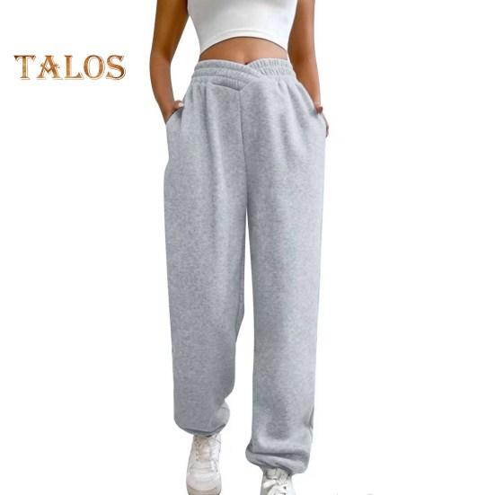 Женские спортивные штаны с высокой талией, свободные спортивные штаны с карманами, кроссоверы, спортивные штаны, удобные брюки для тренировок