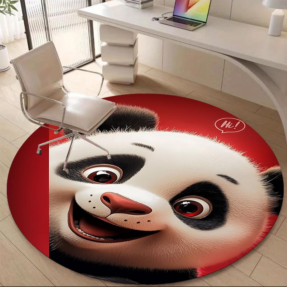 1PC Panda Smile Office Round Area Rug, Mat Suitable ForOffice, Under Office Chairs Bedroom Living Room Home Decor, Room Deco