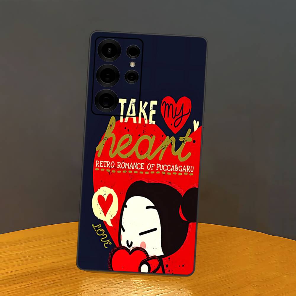 Popular Animation P-Pucca Phone Case For Samsung S 24 Fe 25 Ultra Plus 20 Lite 21 30 22 23 24 22 Ultra 5G Fundas