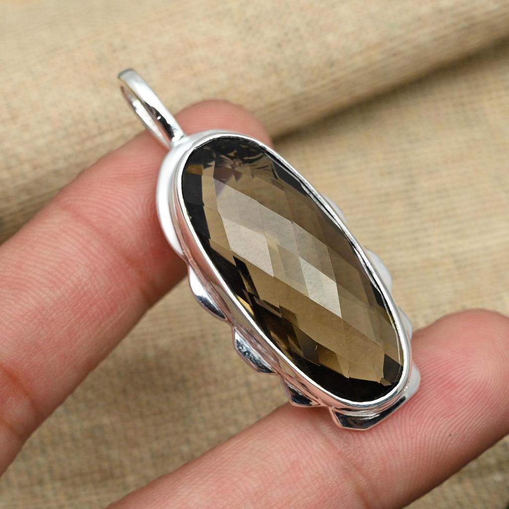 Красивый дымчатый топаз, драгоценный камень, ювелирные изделия ручной работы из стерлингового серебра 925 пробы для нее