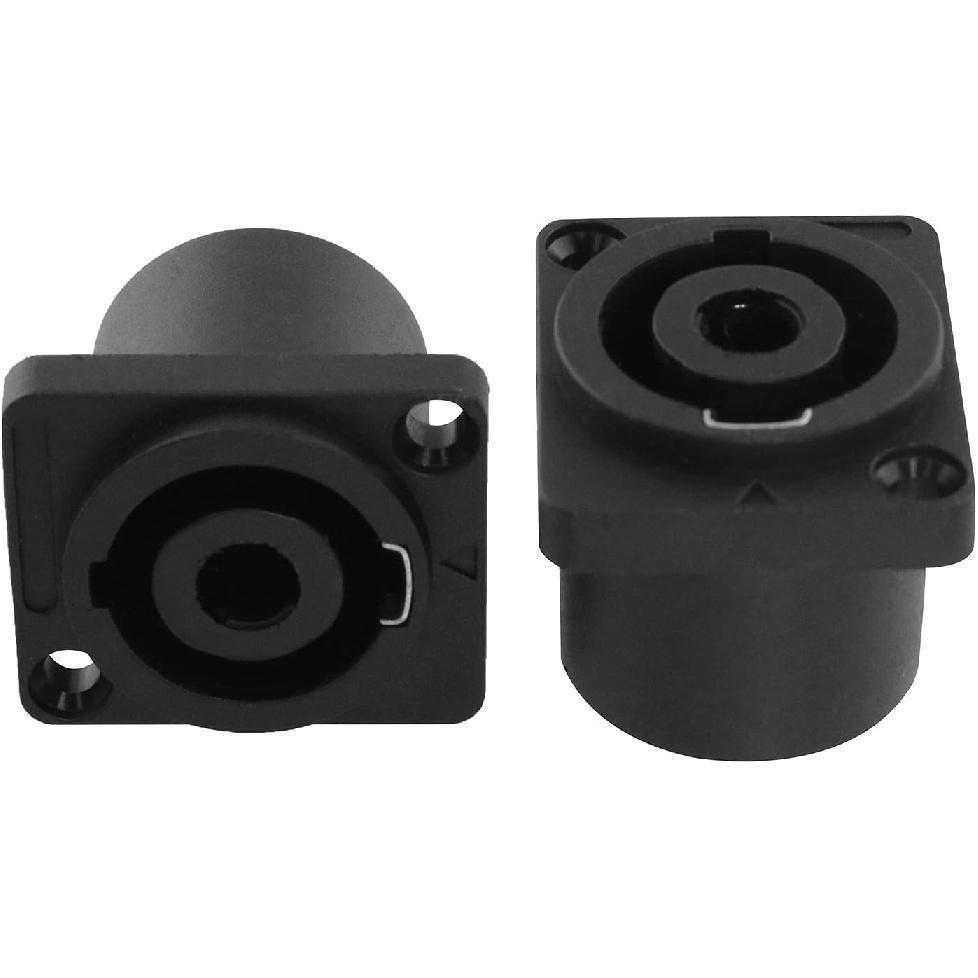 2PCS 4 Pole Square Female Panel Mount Socket Twist Lock Speaker Female Jack Panel Mount Socket Connector-Audio Speaker Jack Twist Lock