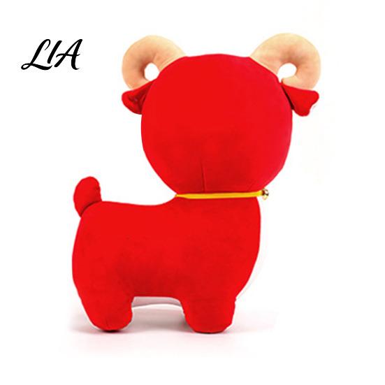 Plush Sheep Doll Lucky Toy, Chinese Zodiac Fortune Lamb with Bell Plushie for Kids Adults Collar, Cute Mascot New Year, Corporate Gift Custom
