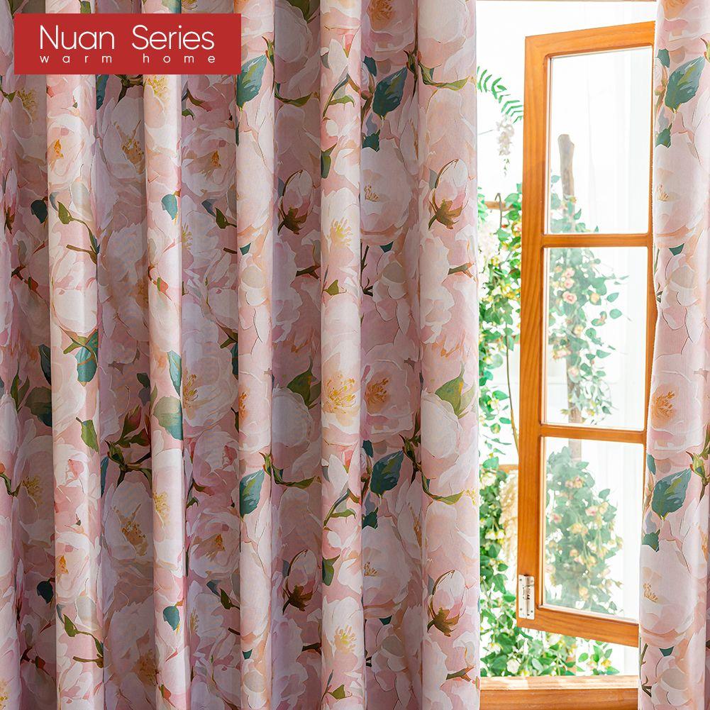 1 шт. Серия Nuan Стиль Французская Деревня Блэкаут Шторы Розовый Принт Камелии Шторы для Спальни Гостиной Балконного Окна для Домашнего Декора