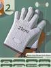 Heat-Resistant Silicone Oven Gloves: Anti-Scald, Non-Slip, Thickened for Baking and Steaming.