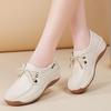 Женская кожаная обувь на шнуровке с мягкой подошвой - Коллекция Осень 2025: Удобные туфли на танкетке для мам